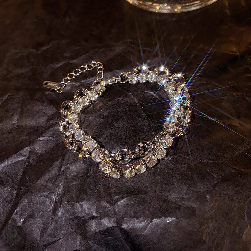 4pc Punk Cuban Curb Chain Bracelets Set for Women, Gold Color Jewelry