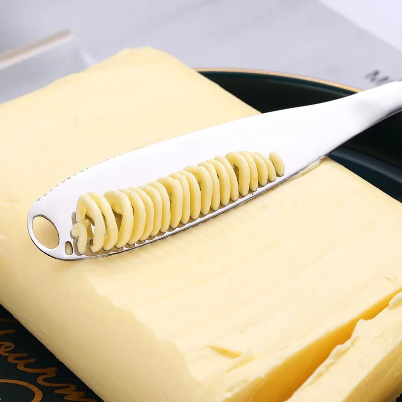 2024 New 3 in 1 Stainless Steel Butter Knife Cheese Dessert Jam Spreaders Cream Scraper Bread Splitter Butter Spreader - Thrifty Delights