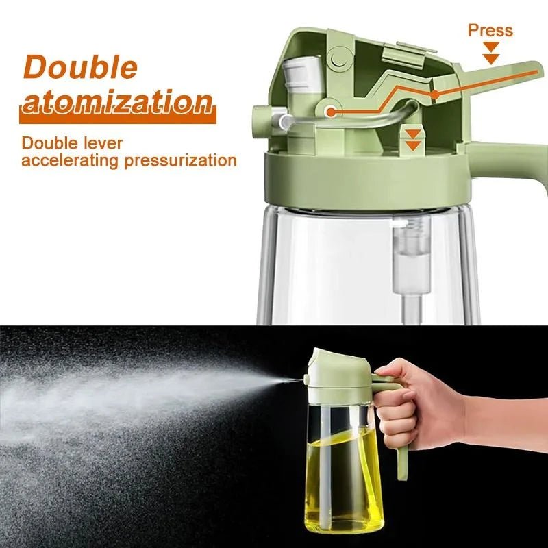 Olive Oil Dispenser,2 in 1 Oil Sprayer for Cooking,470ml Oil Spray Bottle with Pourer, Food - grade Oil Dispenser and Oil Sprayer - Thrifty Delights