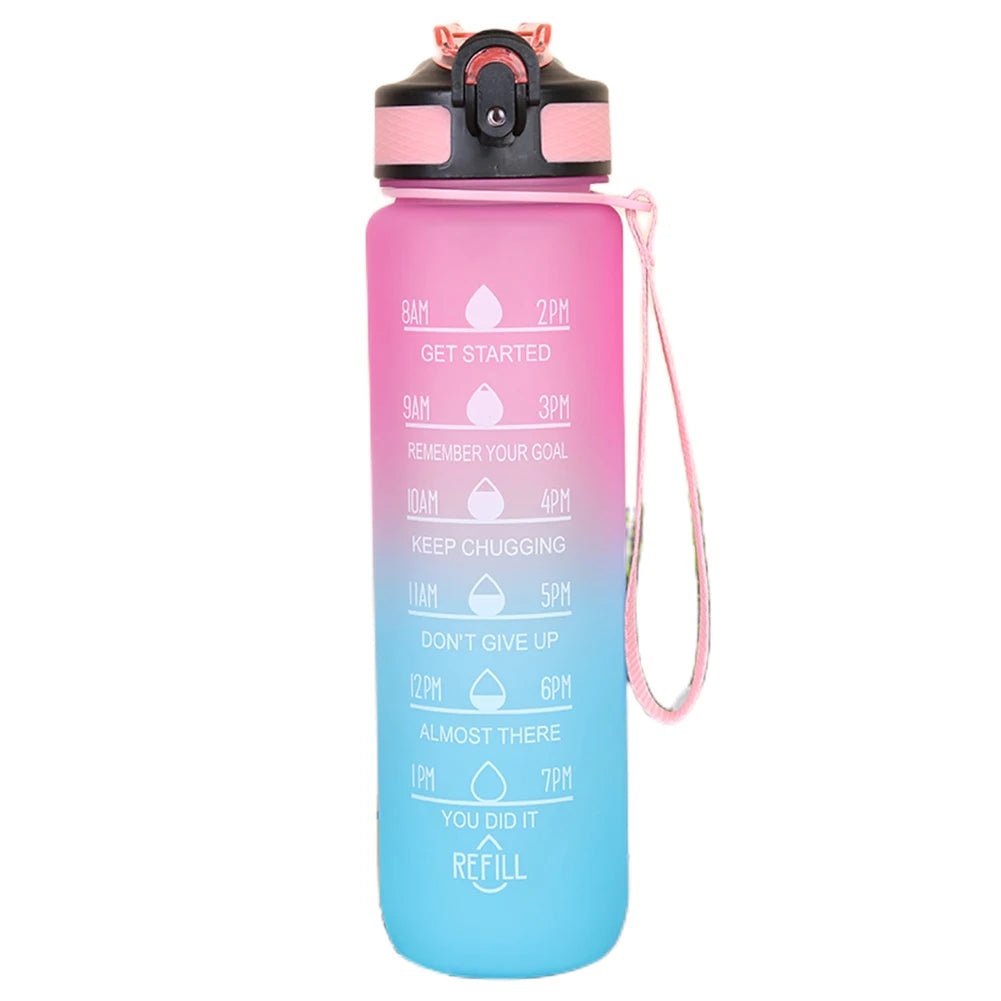 1000ML Drink Bottle Frosted Gradient Cold Water Bottle for Outdoor School Office - Thrifty Delights