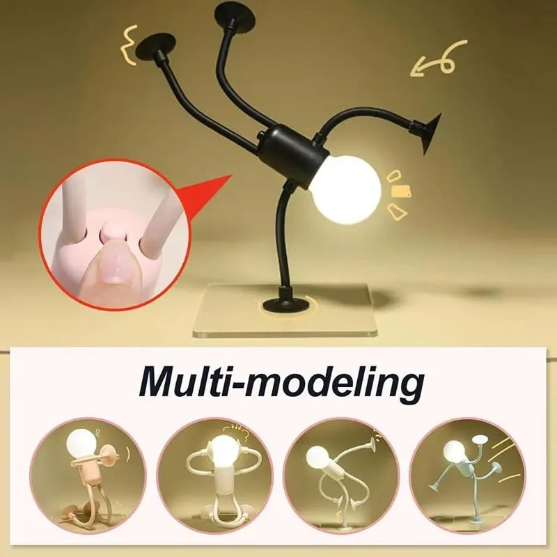 Creative Sportsman Night Light – Changeable Shape Mini Desk Lamp with Vacuum Adsorption & Button Battery