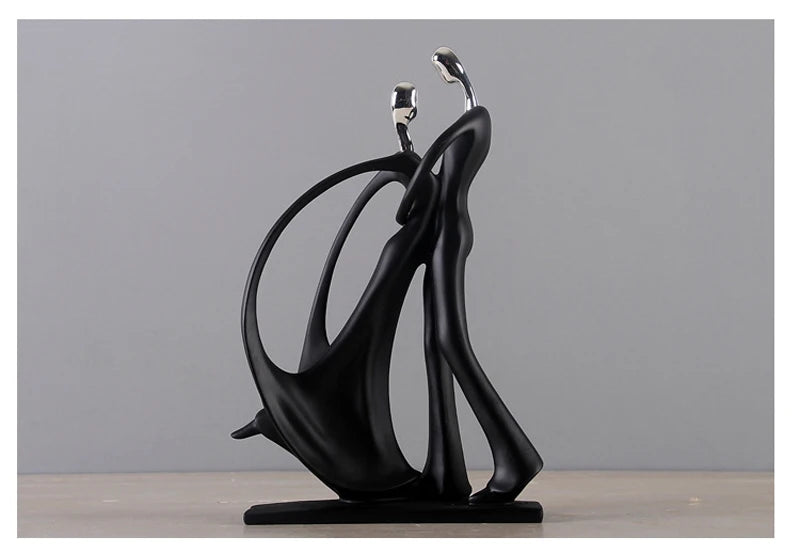 Chic Nordic Dancing Couple Resin Figurine Modern Home Decor