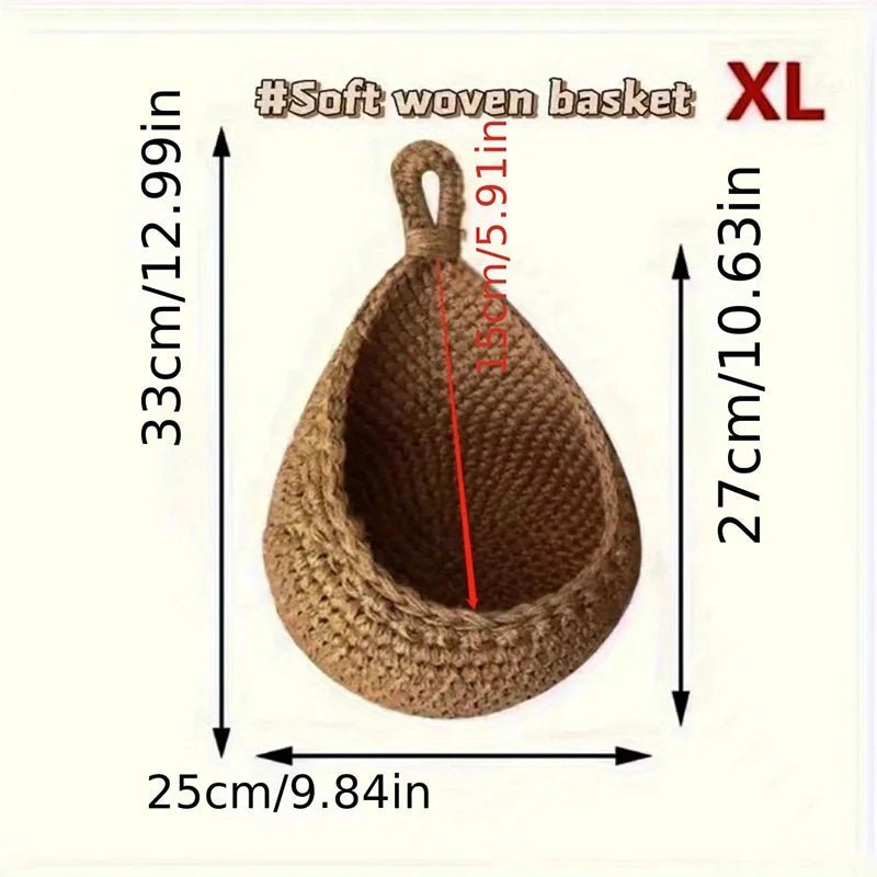 1PC Hand - woven Basket Wall Kitchen Hanging Net Pocket Cotton Rope Water Drop Fruit Vegetable Storage Basket Home Organizer Tools - Thrifty Delights