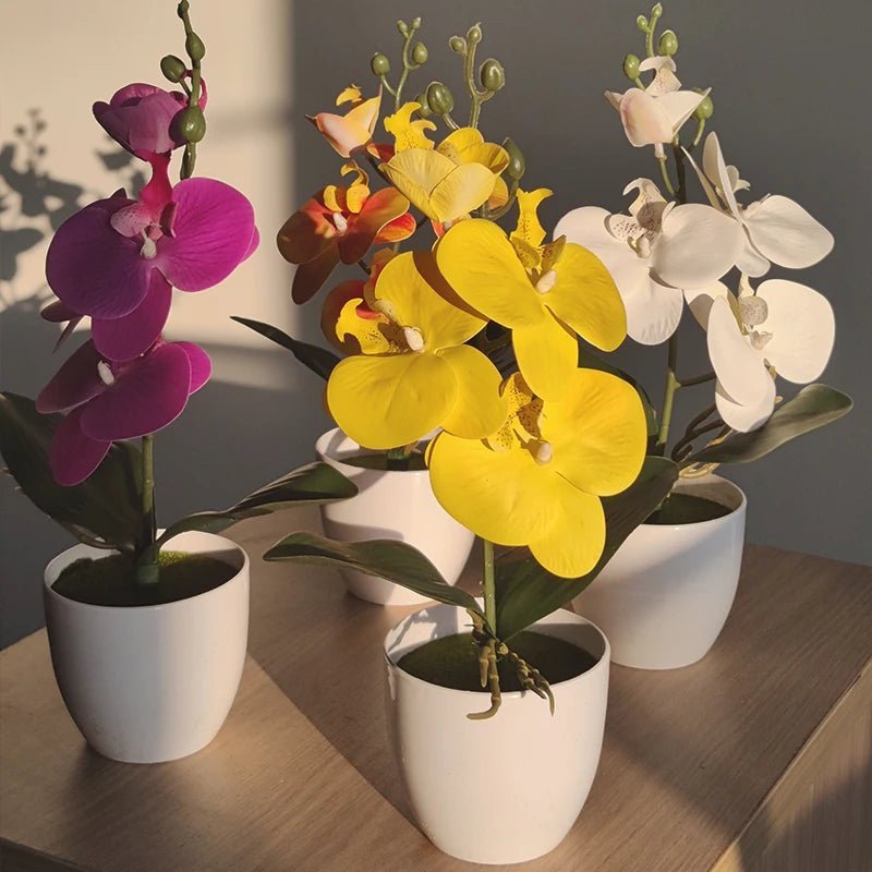 Bonsai Simulated Butterfly Orchid Artificial Potted Plant Desk Dining Table Home Office Vase Wedding Home Room Decoration Gift - Thrifty Delights