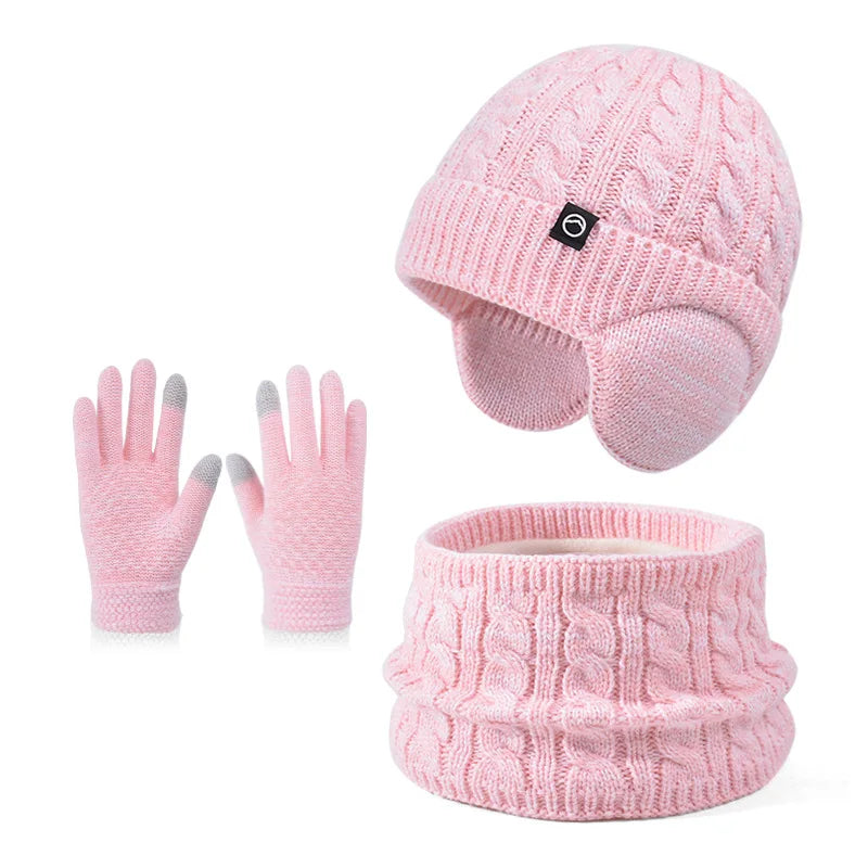 Pcs Kids Winter Warm Set – Soft Knit Hat, Scarf & Gloves for Boys & Girls