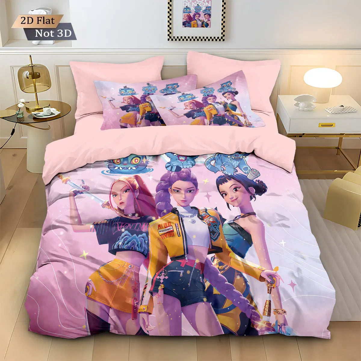 Anime Demon Hunters Zoey Mira Duvet Cover Set – Cute Gift for Girls & Fans