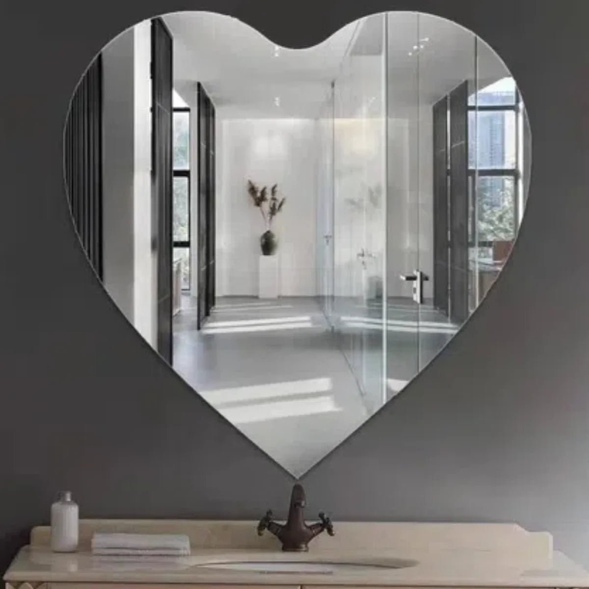 Heart - shaped Irregular Bathroom Acrylic Shatterproof Mirrors, Non Glass Wall Mirror Decor for Bedroom, Living Room, - Thrifty Delights