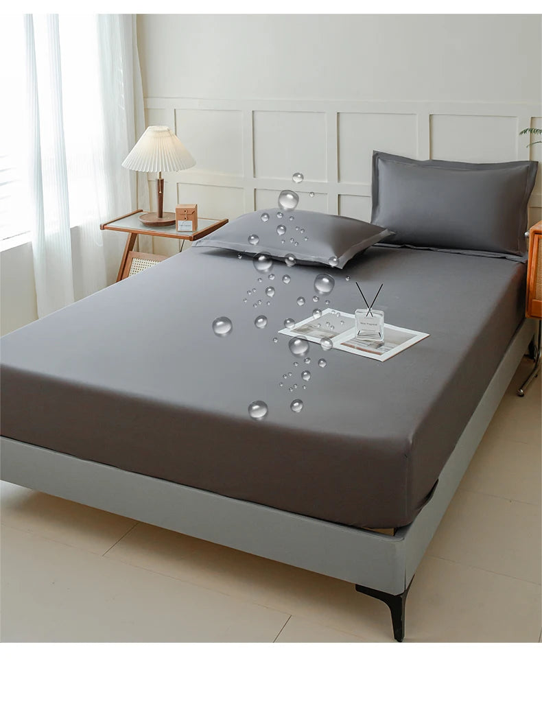 Waterproof Fitted Bed Sheet With 360 Elastic Band Mattress protector Cover Bedspreads for Single Double King Queen Size Bedsheet