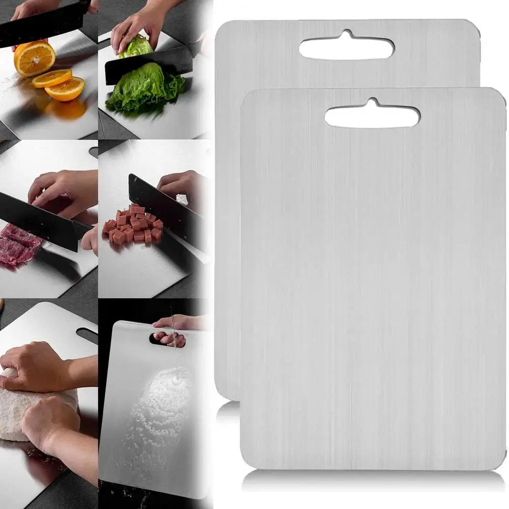 Durable Stainless Steel Cutting Board, Double Sided Chopping Block