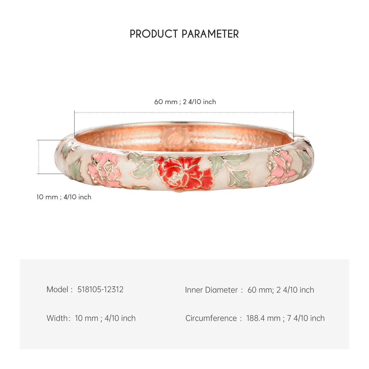 Ethnic Enameled Flower Bangles – Rose Gold Plated Women's Fashion Jewelry