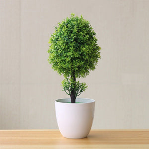 Artificial Plants Potted Green Bonsai Small Tree Grass Plants Pot Ornament Fake Flowers for Home Garden Decoration Wedding Party - Thrifty Delights